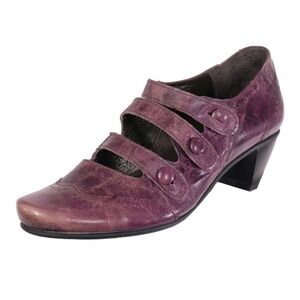 Worn 1x FIDJI Triple Mary Janes Pumps Heels Sz. 36 EU 6 US Eggplant Antiqued